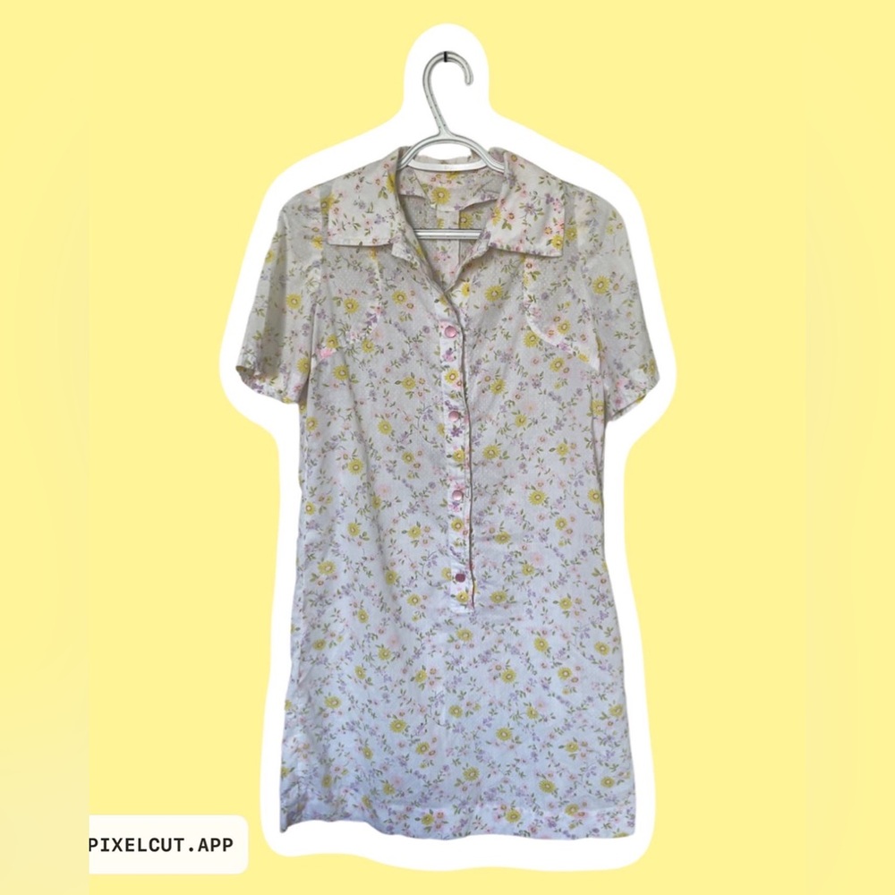 Vintage floral button up dress